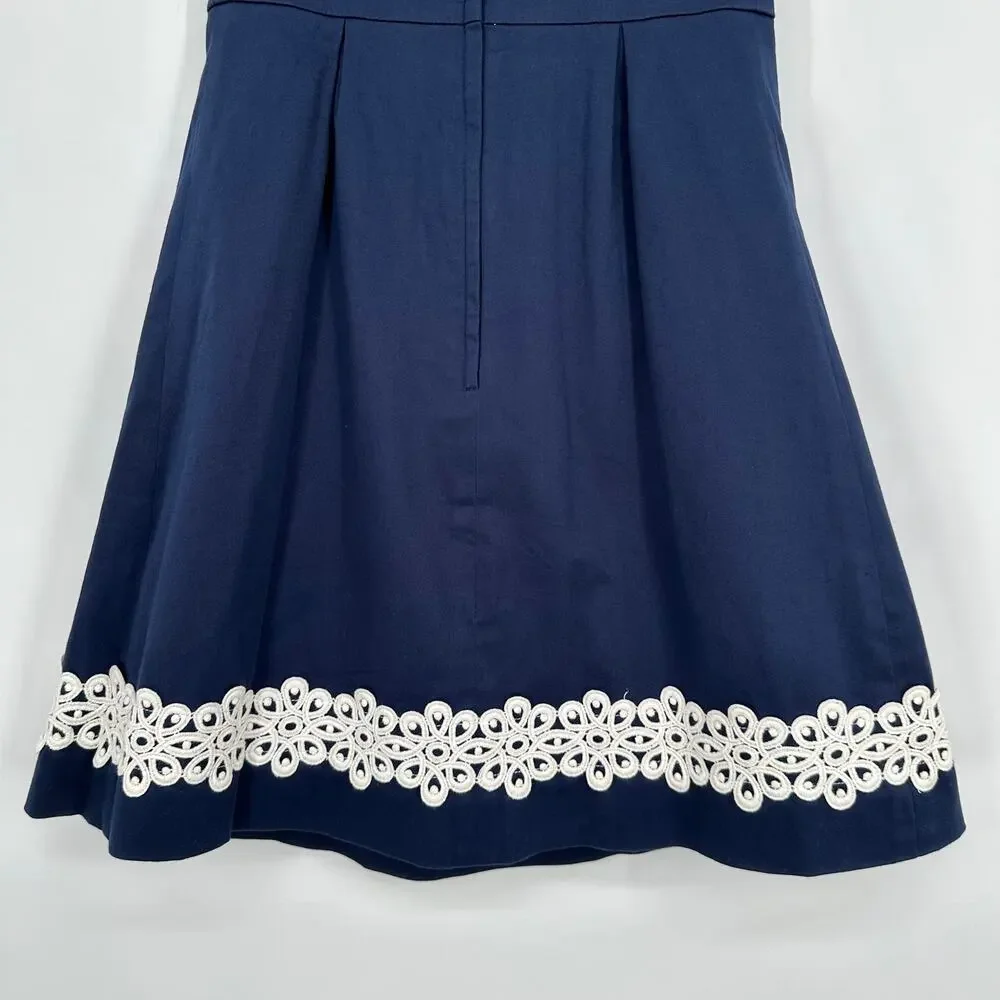 Lilly Pulitzer Betsy Strapless Dress Stretch Floral Eyelet Lace Pleated, Blue - Picture 8 of 9